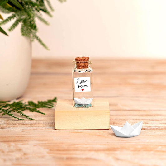 1st Anniversary Paper Boat Message Bottle