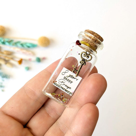 8th Anniversary Bronze Key Message Bottle