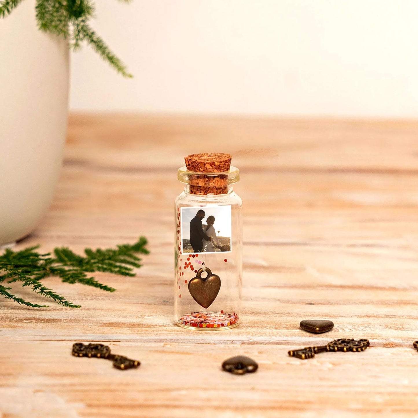 19th Anniversary Bronze Heart Message Bottle