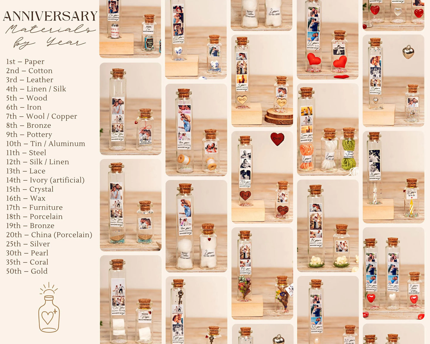 1st Anniversary Paper Boat Message Bottle