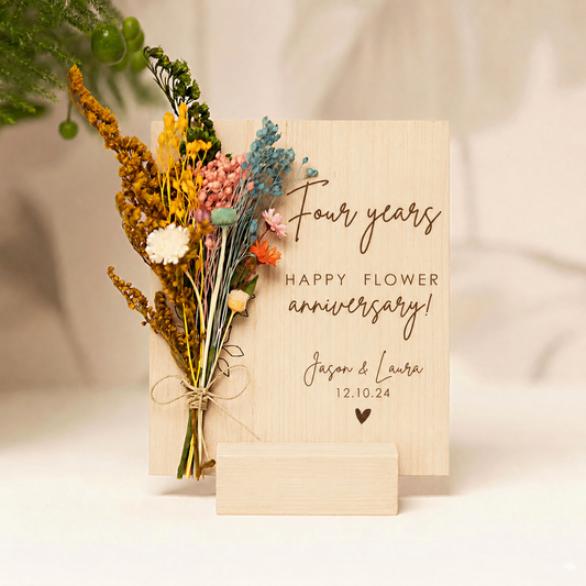 4th Anniversary Flower Bouquet Card