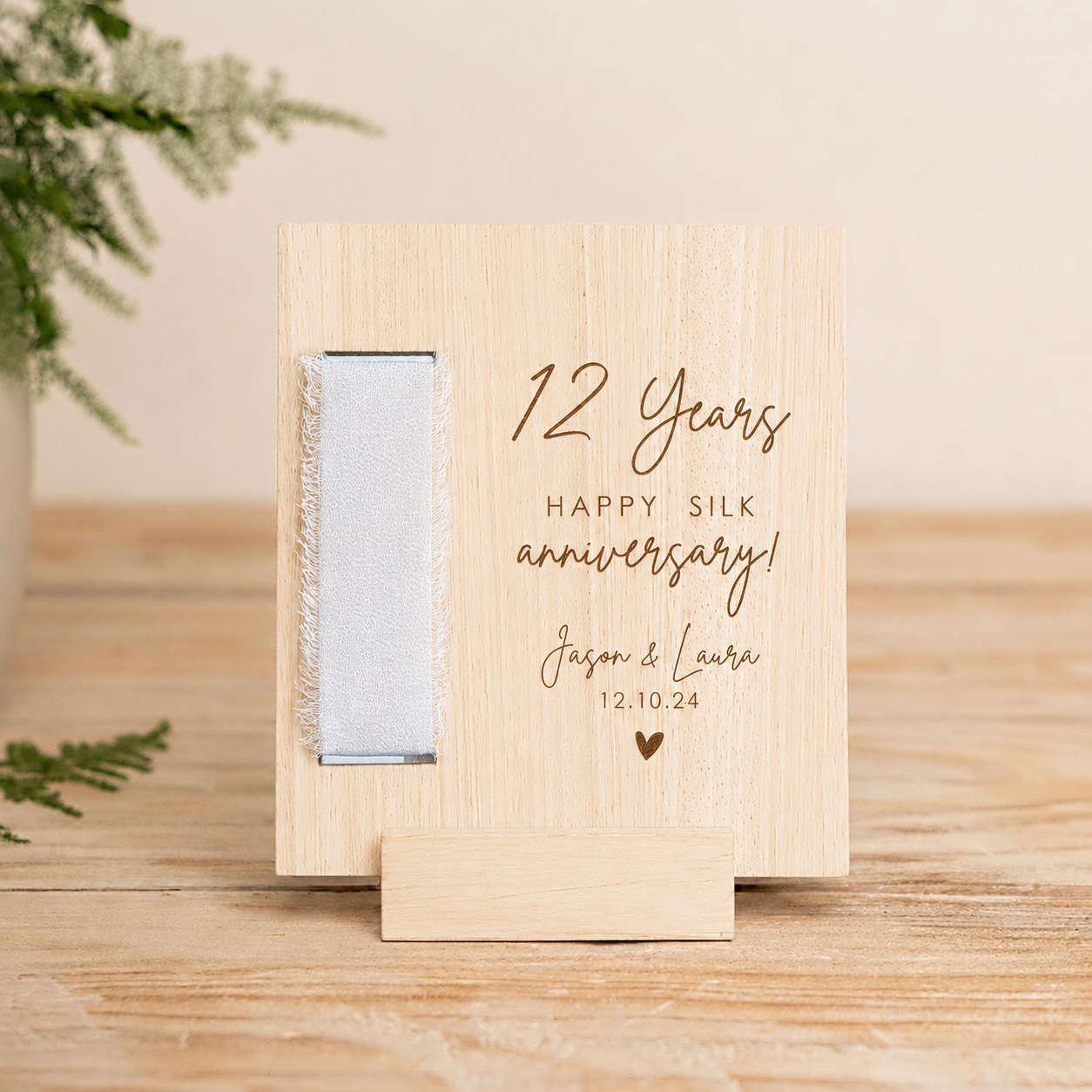 Tarjeta de recuerdo de seda del 12.º aniversario