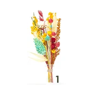 Bouquet 1, Yellow, red & turquoise dried flowers