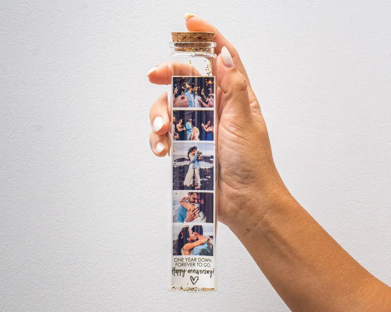 8th Anniversary Bronze Heart Message Bottle