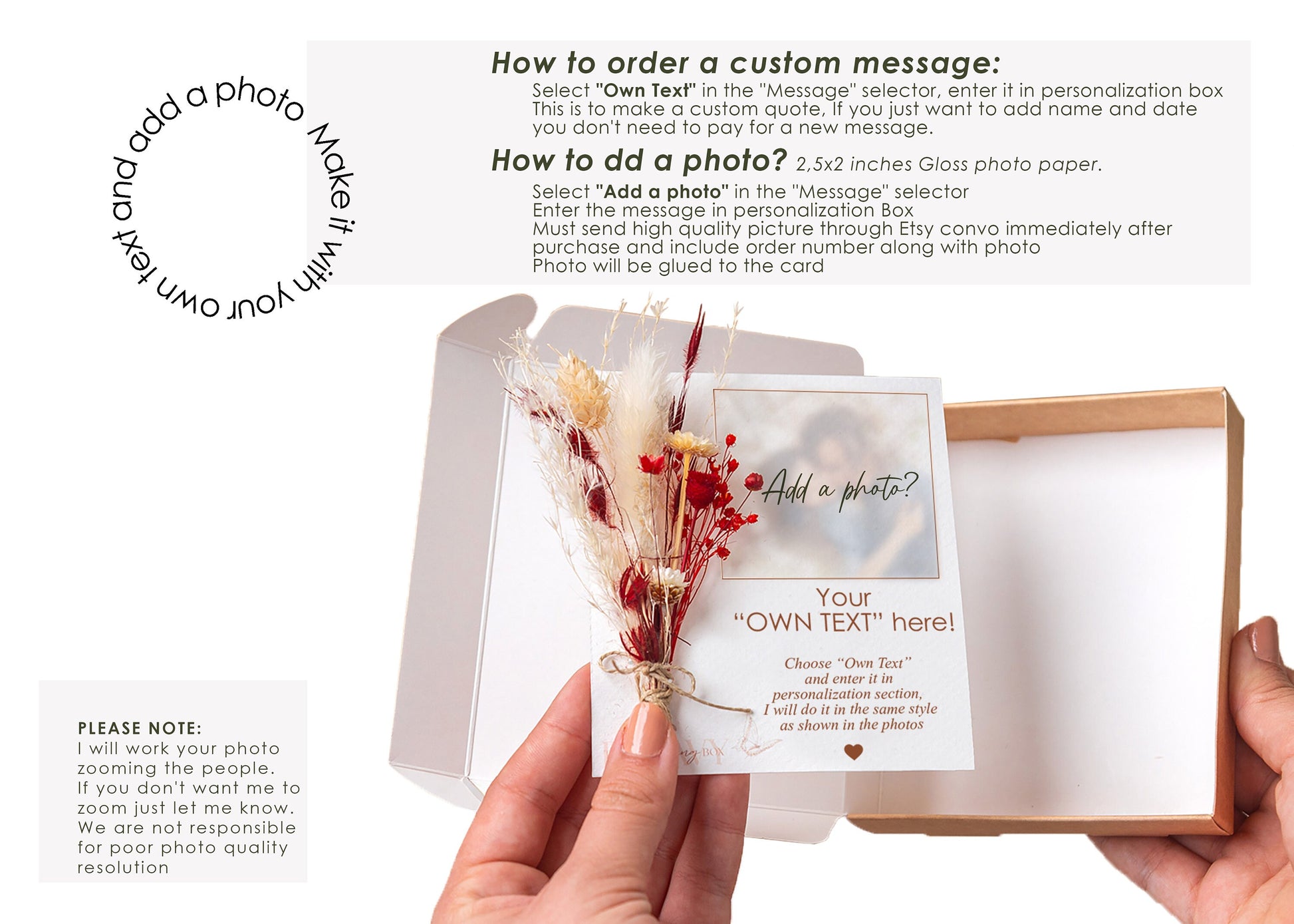 Thank You From the Bottom of Our Hearts Dried Flower Card, product photo 5
