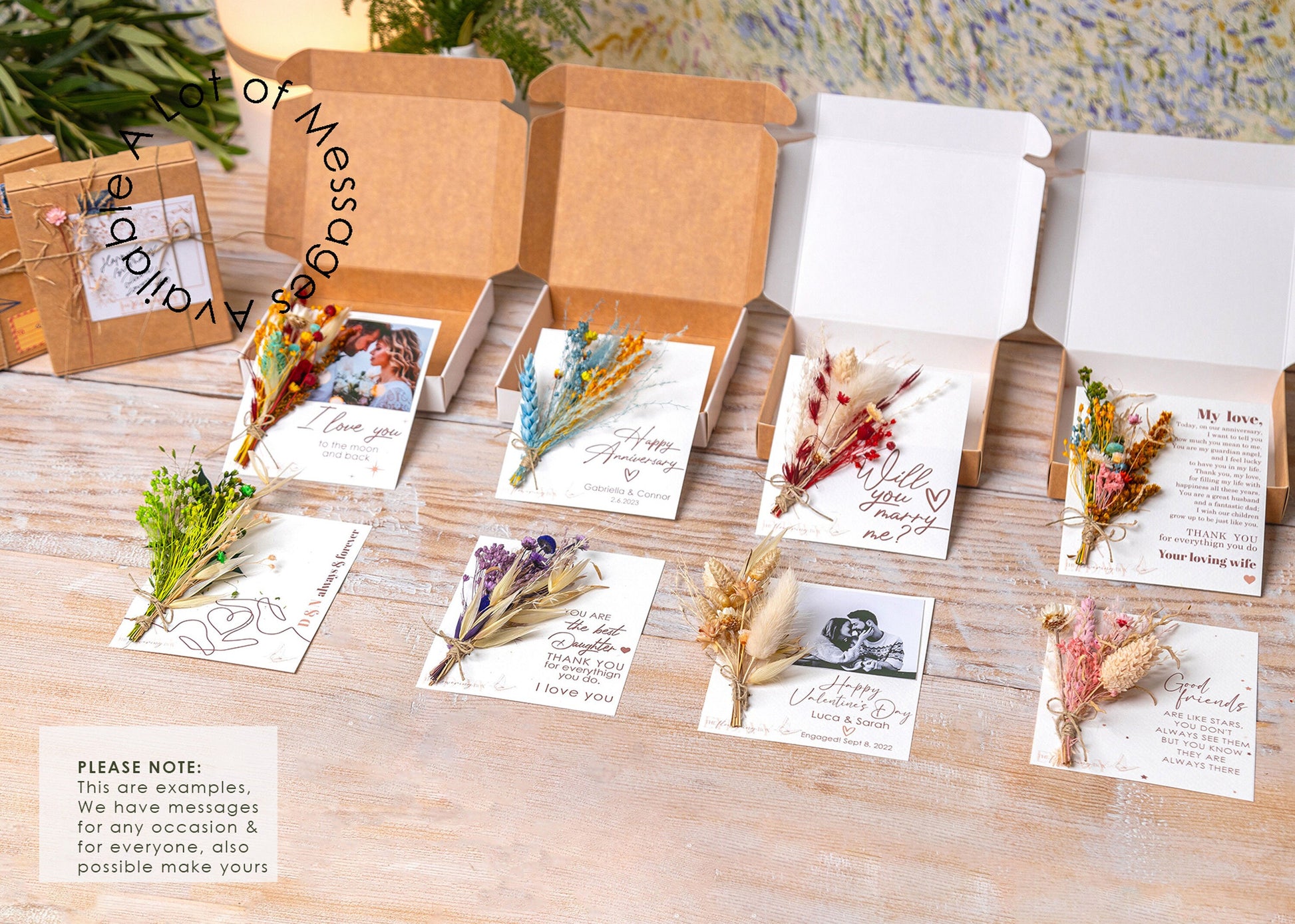 Miles Apart Under the Same Sky Dried Flower Card, product photo 7