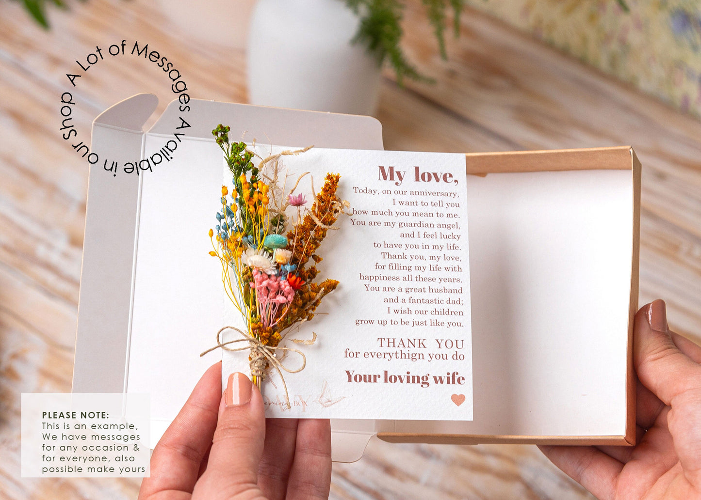 I Love You More and More Dried Flower Card, product photo 9