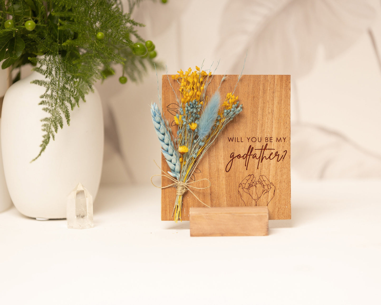 Will You Be My Godfather Dried Flower Card, product photo 4