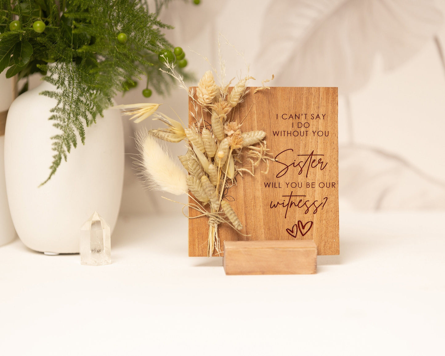 I Can’t Say I Do Without You Sister Dried Flower Card handmade with natural dried flowers