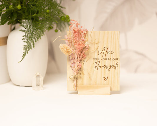 Will You Be My Flower Girl Dried Flower Card handmade with natural dried flowers