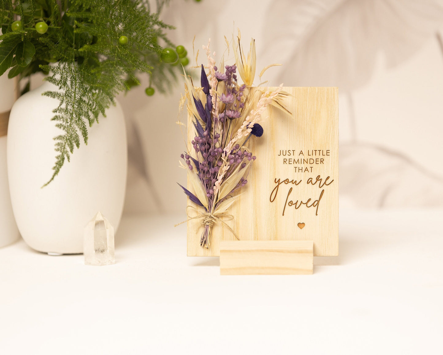 Just a Little Reminder You Are Loved Dried Flower Card handmade with natural dried flowers