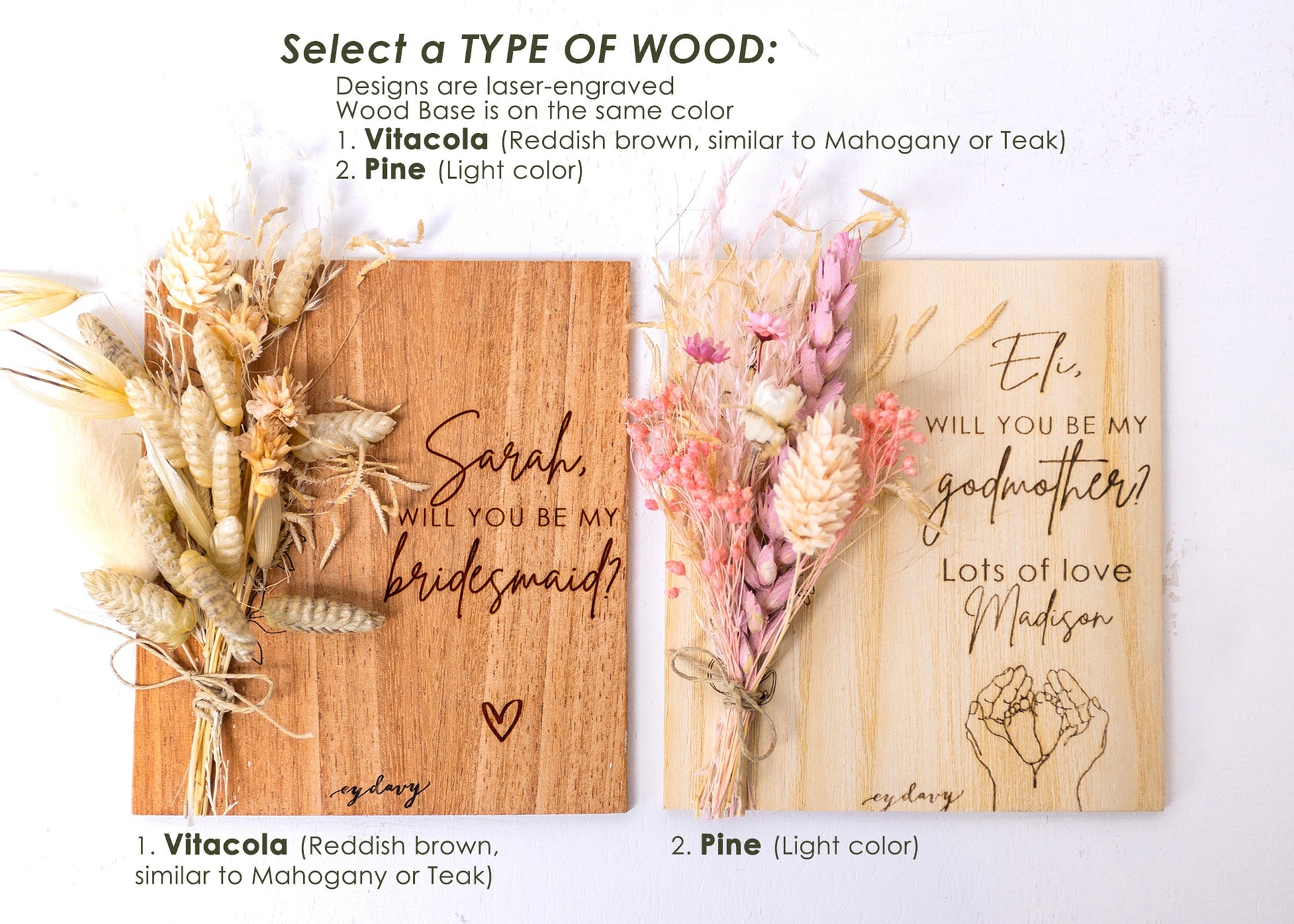 Will You Be My Godfather Dried Flower Card, product photo 7