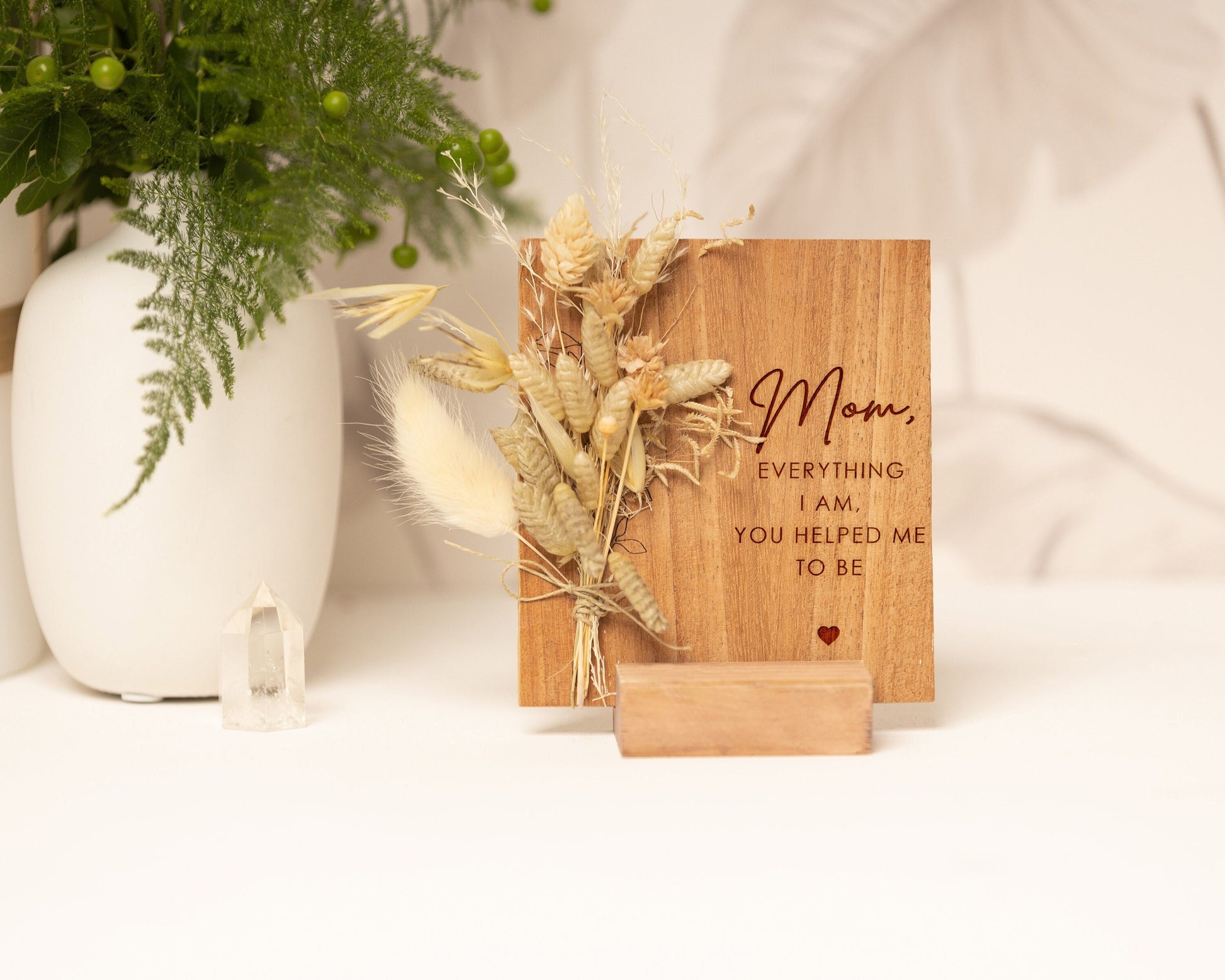 Everything I Am You Helped Me to Be Mom Card handmade with natural dried flowers