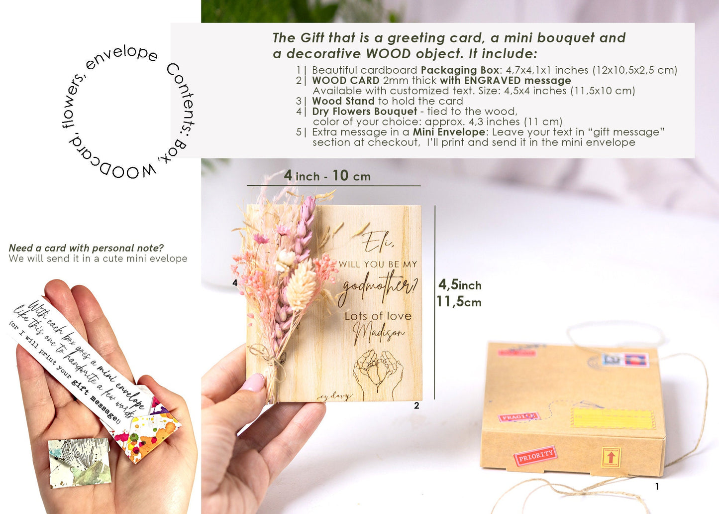 Personalized Friend Dried Flower Card, product photo 7