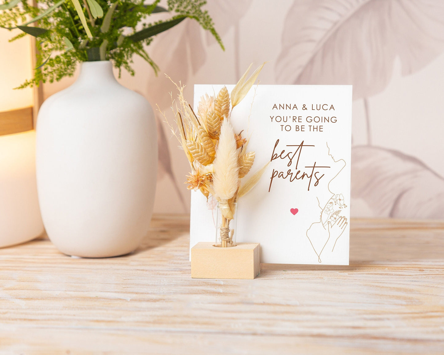 You’re Going to Be the Best Parents Card handmade with natural dried flowers