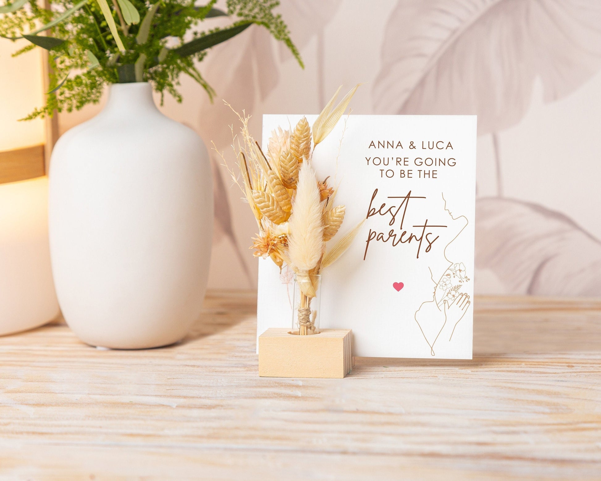 You’re Going to Be the Best Parents Card handmade with natural dried flowers