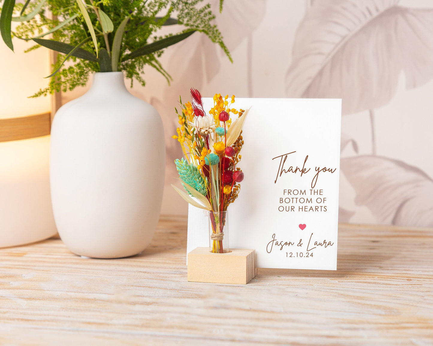 Thank You From the Bottom of Our Hearts Dried Flower Card handmade with natural dried flowers