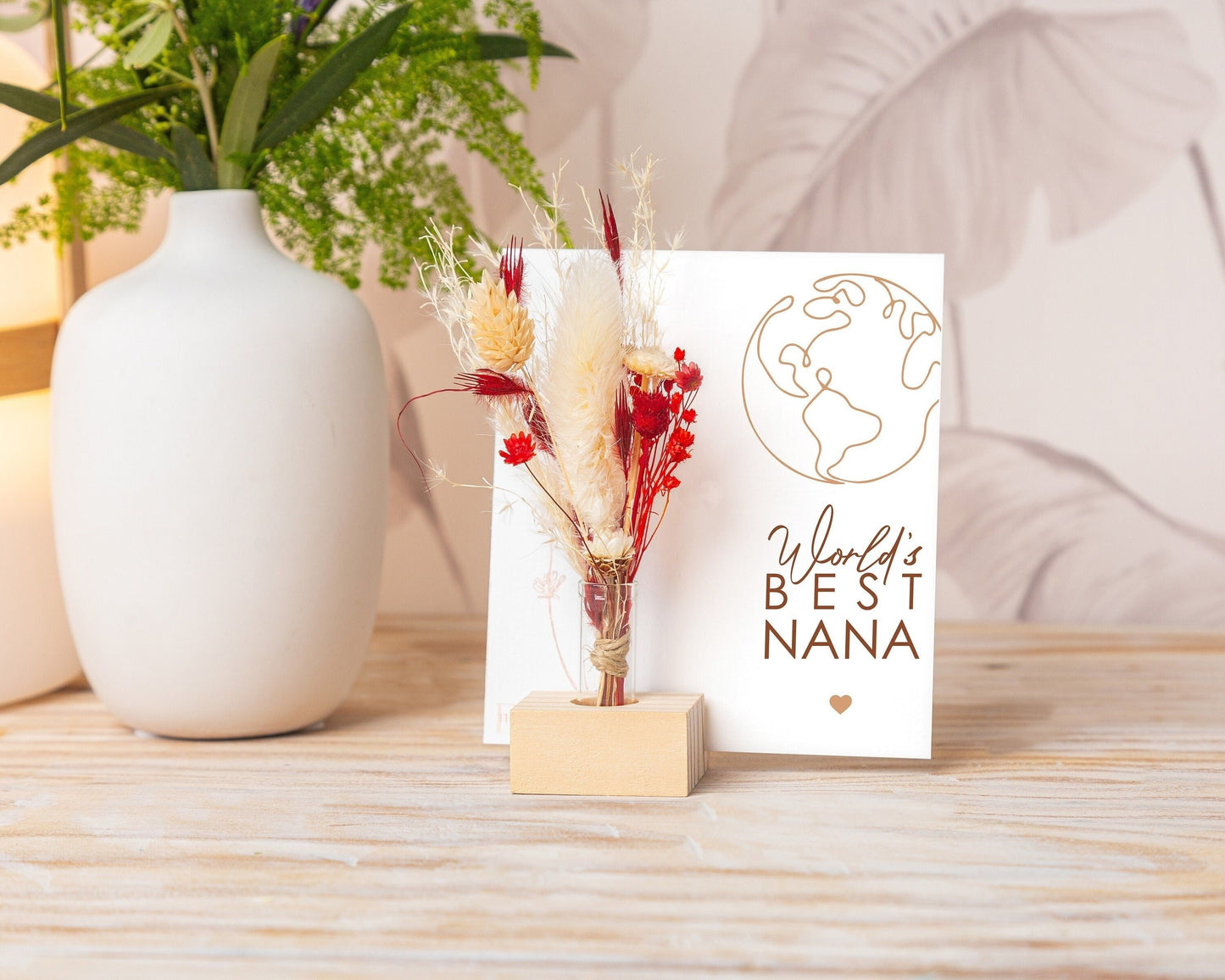 World’s Best Nana Dried Flower Card handmade with natural dried flowers