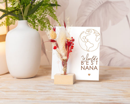 World’s Best Nana Dried Flower Card handmade with natural dried flowers