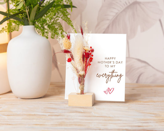Happy Mother’s Day to My Everything Dried Flower Card handmade with natural dried flowers