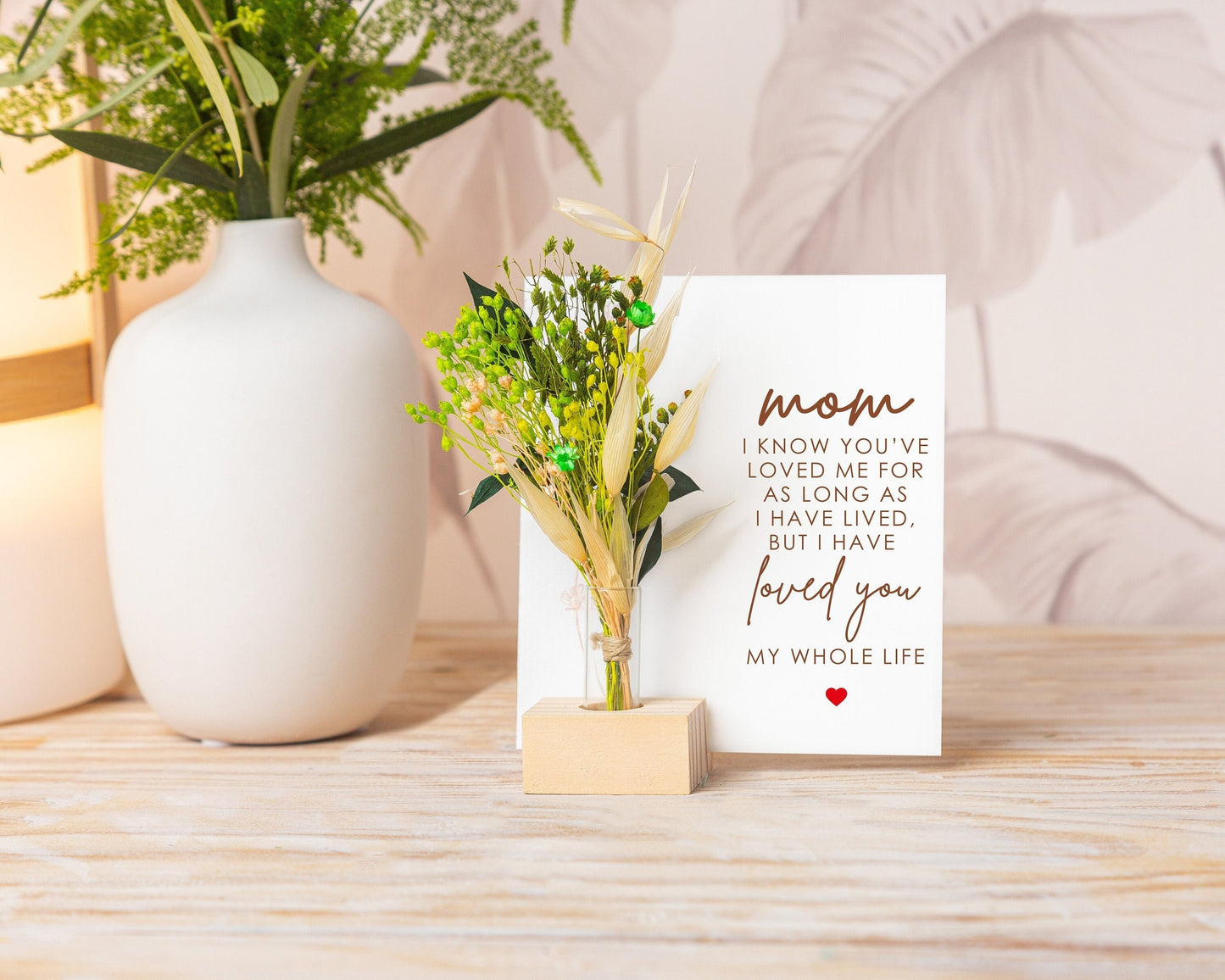 My Whole Life Mom Dried Flower Card handmade with natural dried flowers