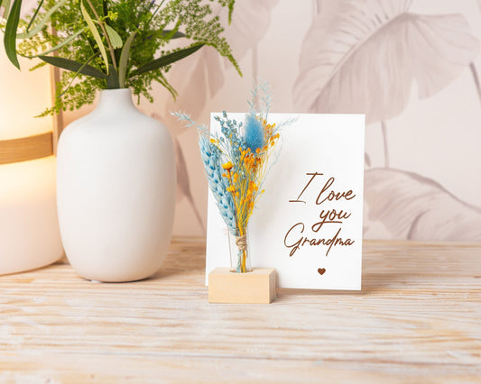 I Love You Grandma Dried Flower Card handmade with natural dried flowers