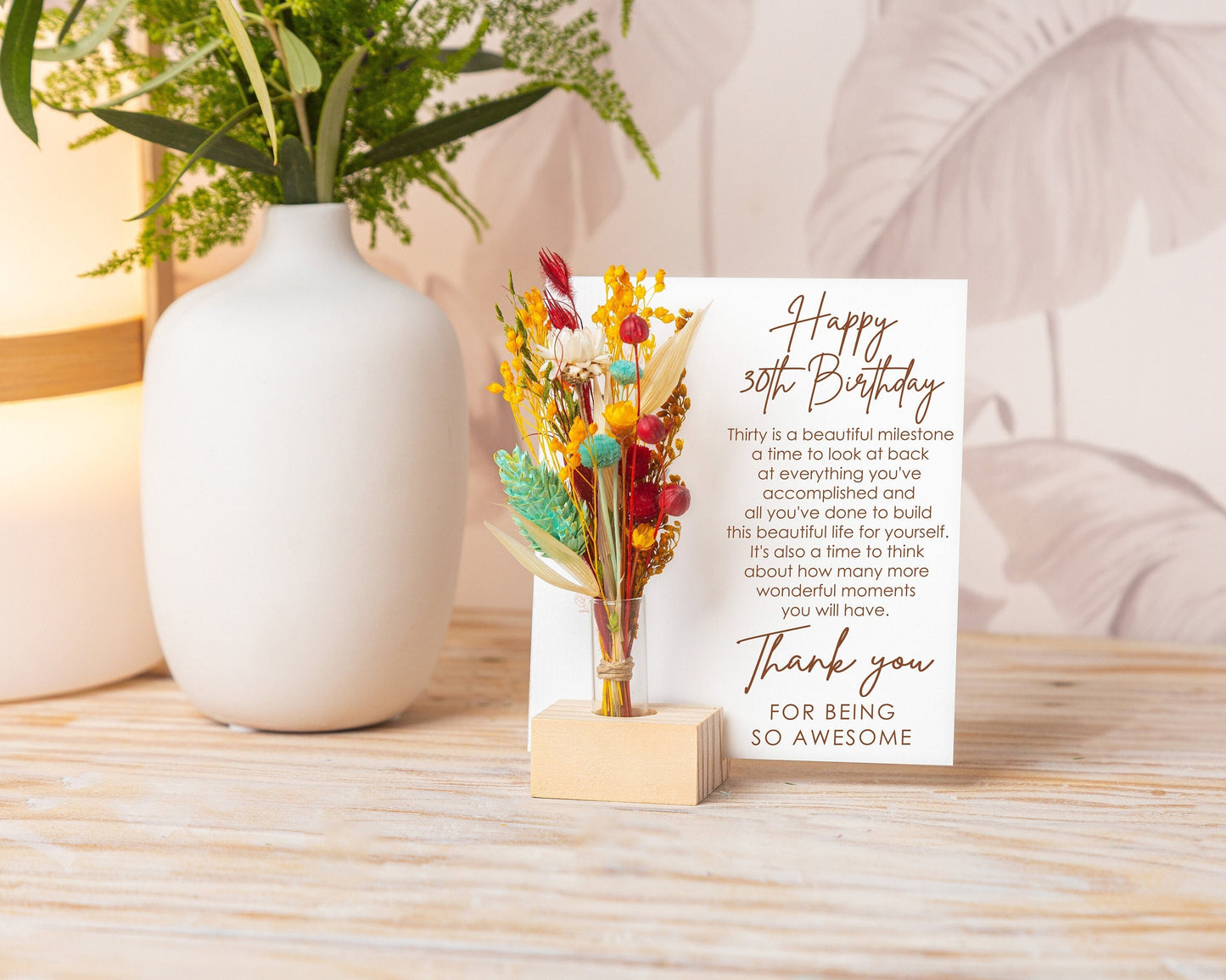 Thank You for Being So Awesome Birthday Card handmade with natural dried flowers