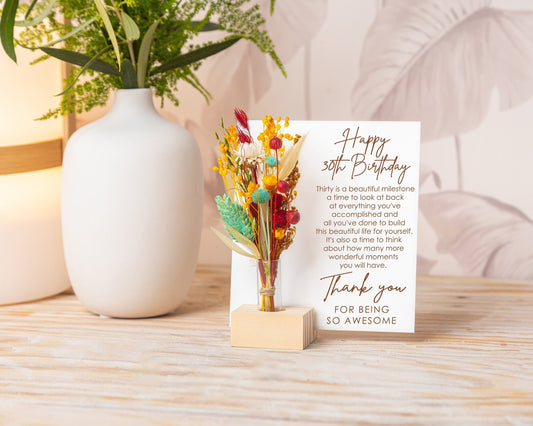 Thank You for Being So Awesome Birthday Card handmade with natural dried flowers