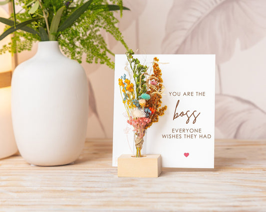 Boss Everyone Wishes They Had Dried Flower Card handmade with natural dried flowers