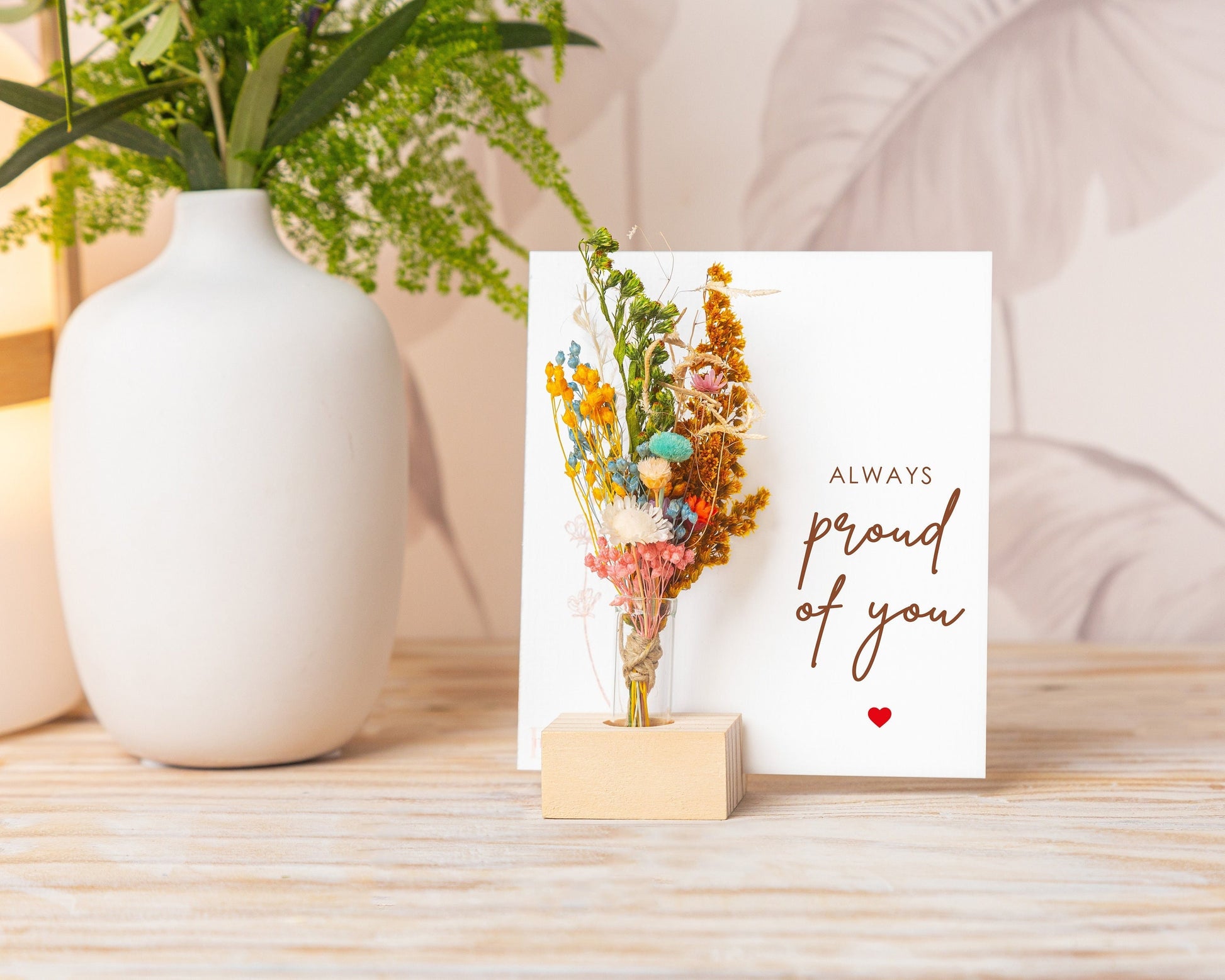 Always Proud of You Dried Flower Card handmade with natural dried flowers