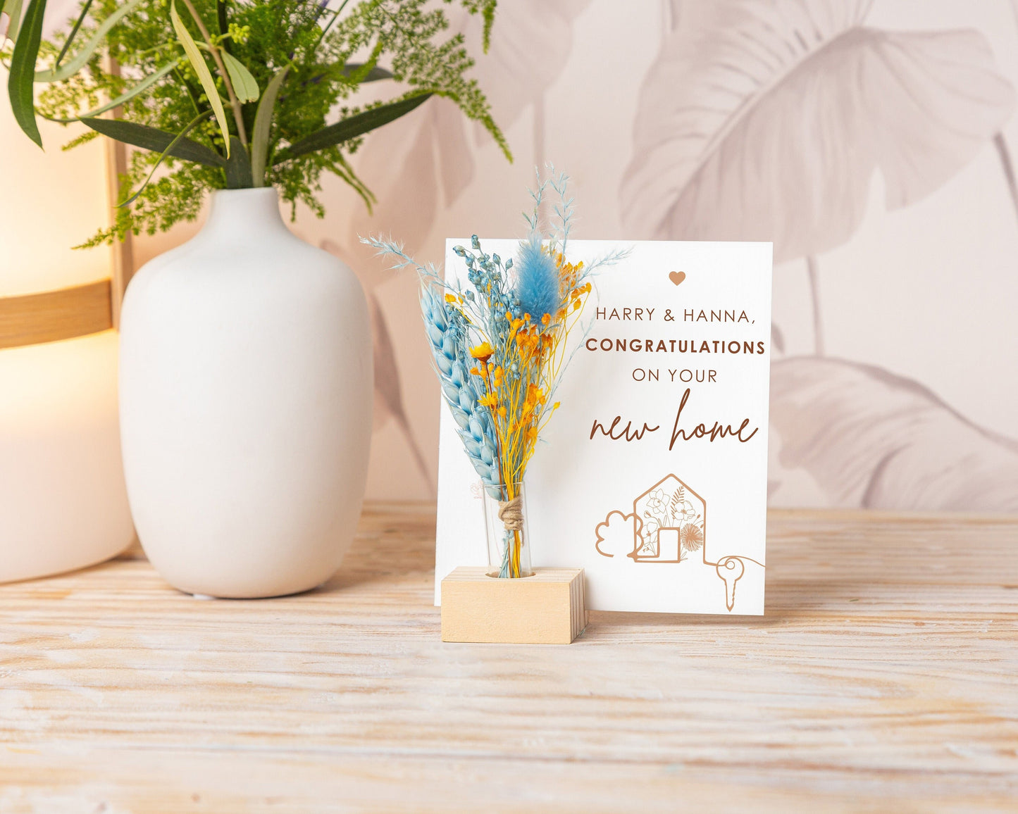 Congratulations on Your New Home Dried Flower Card handmade with natural dried flowers