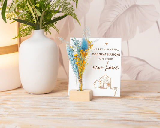 Congratulations on Your New Home Dried Flower Card handmade with natural dried flowers