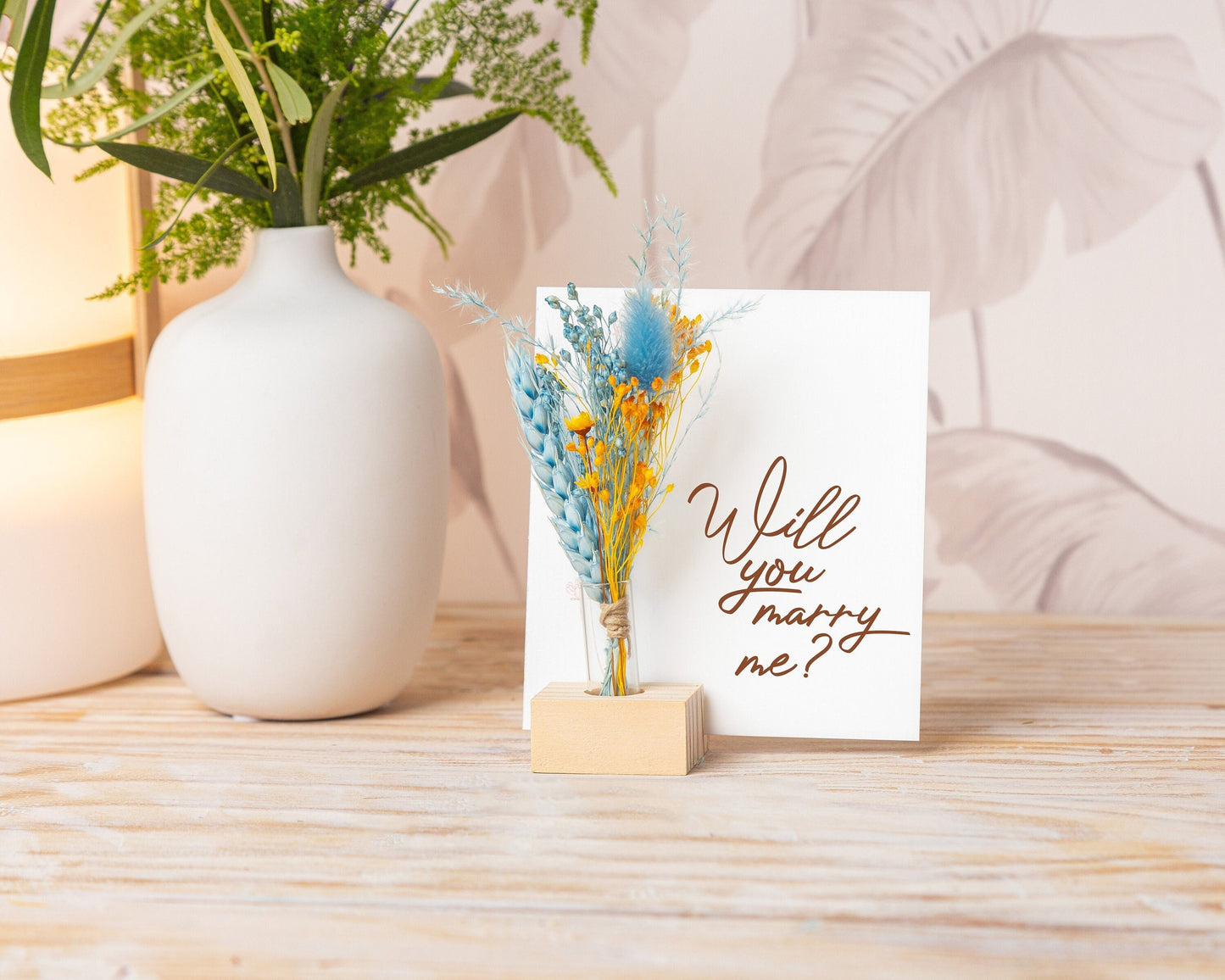 Will You Marry Me Dried Flower Proposal Card handmade with natural dried flowers