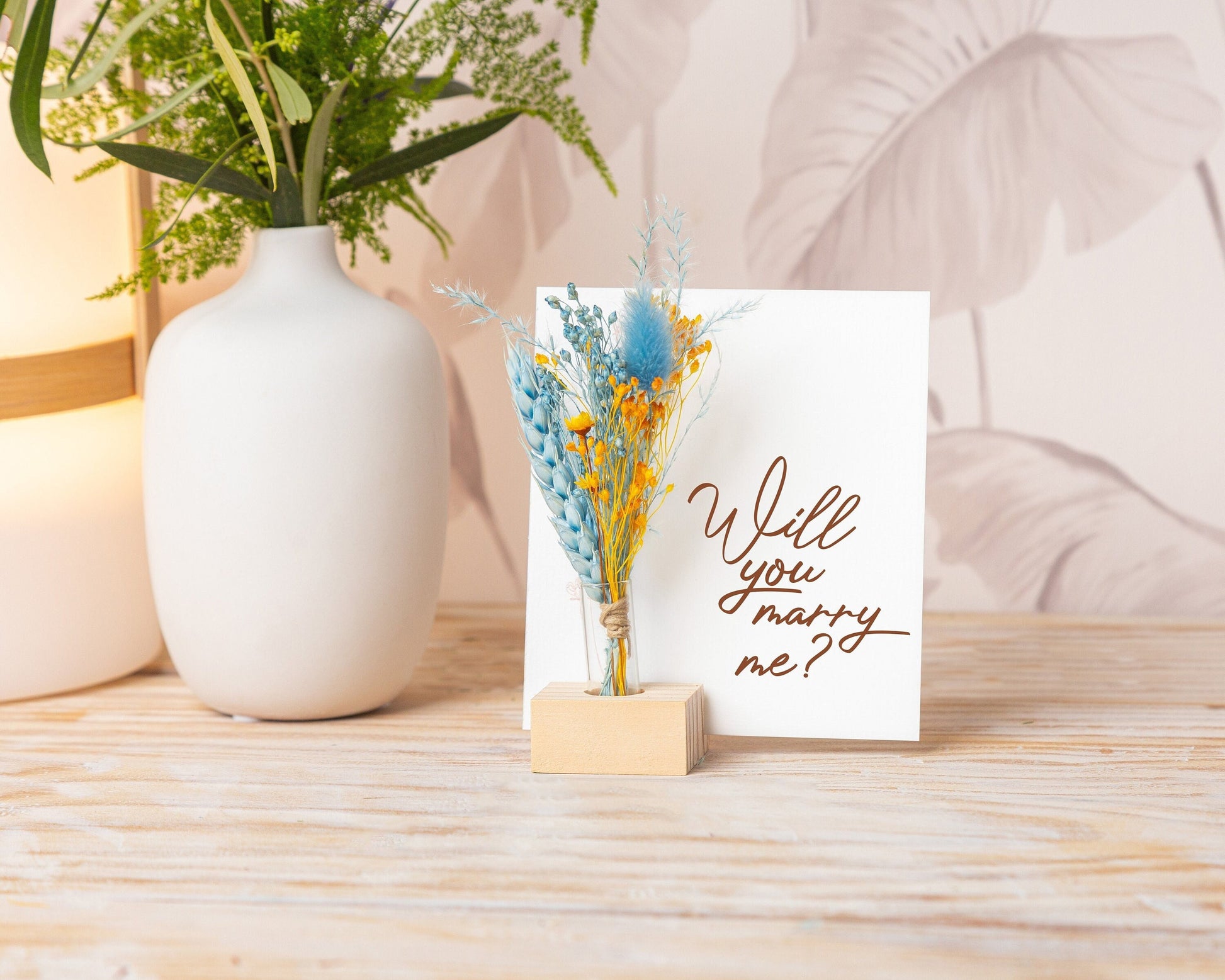 Will You Marry Me Dried Flower Proposal Card handmade with natural dried flowers