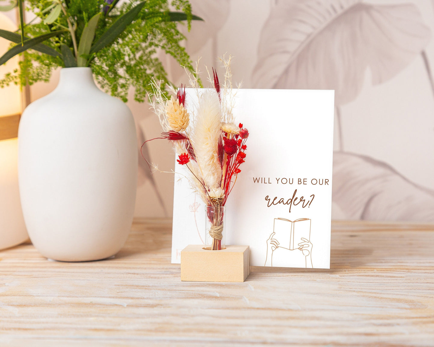 Will You Be Our Reader Dried Flower Card handmade with natural dried flowers