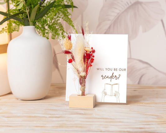 Will You Be Our Reader Dried Flower Card handmade with natural dried flowers