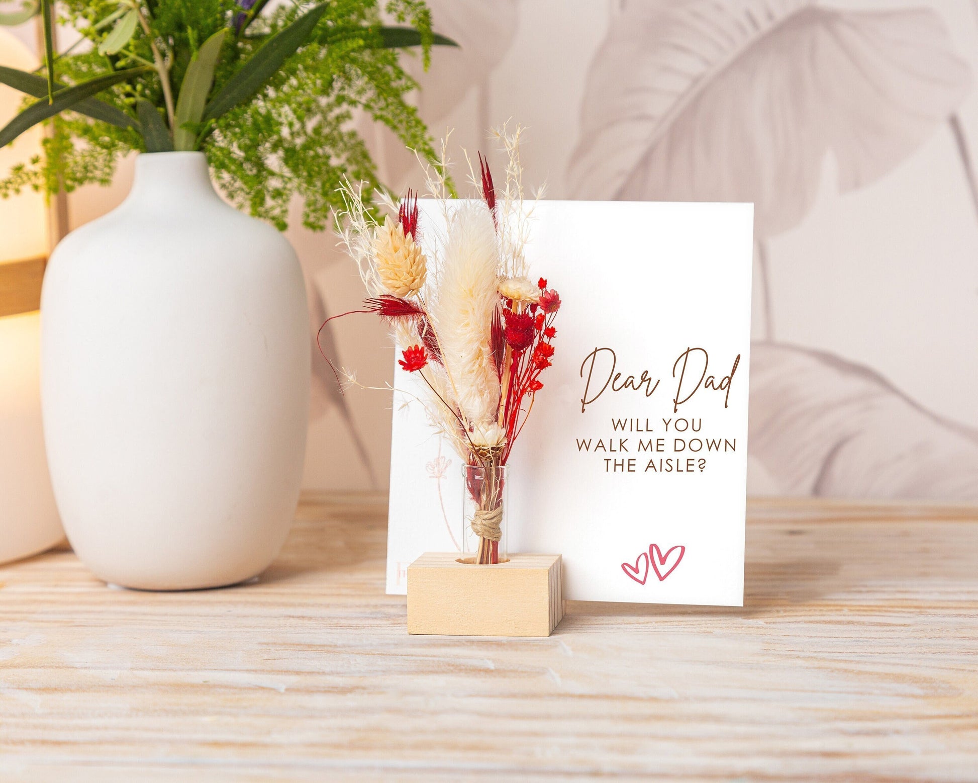 Dad Will You Walk Me Down the Aisle Card handmade with natural dried flowers