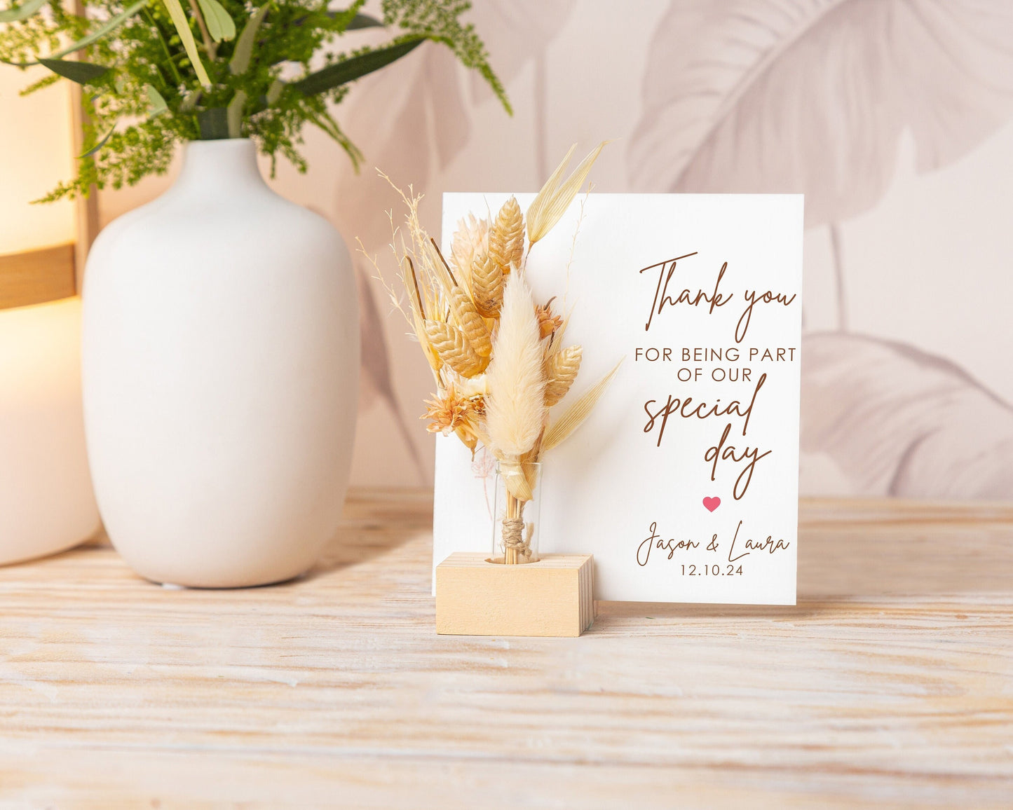 Thank You for Being Part of Our Special Day Card handmade with natural dried flowers