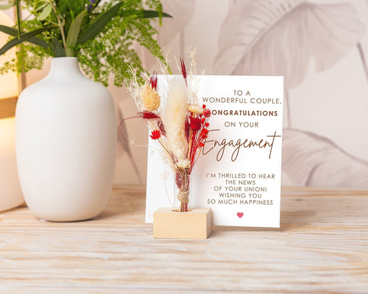 Personalized Engagement Dried Flower Card handmade with natural dried flowers