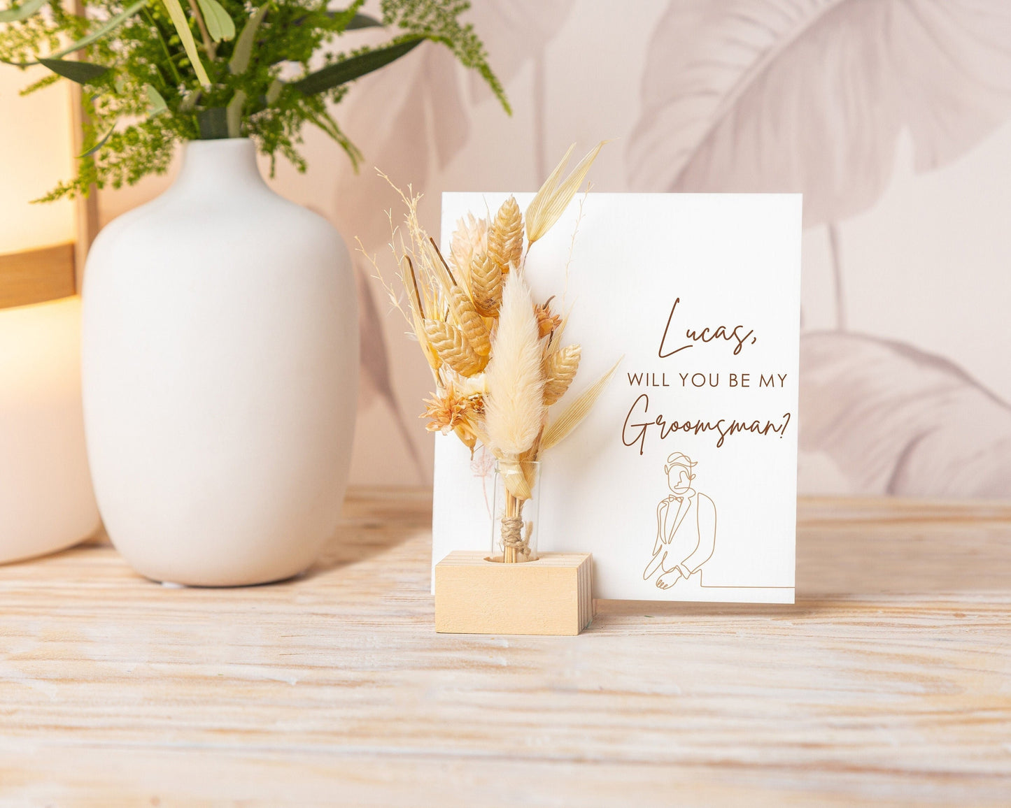 Personalized Groomsman Proposal Dried Flower Card handmade with natural dried flowers