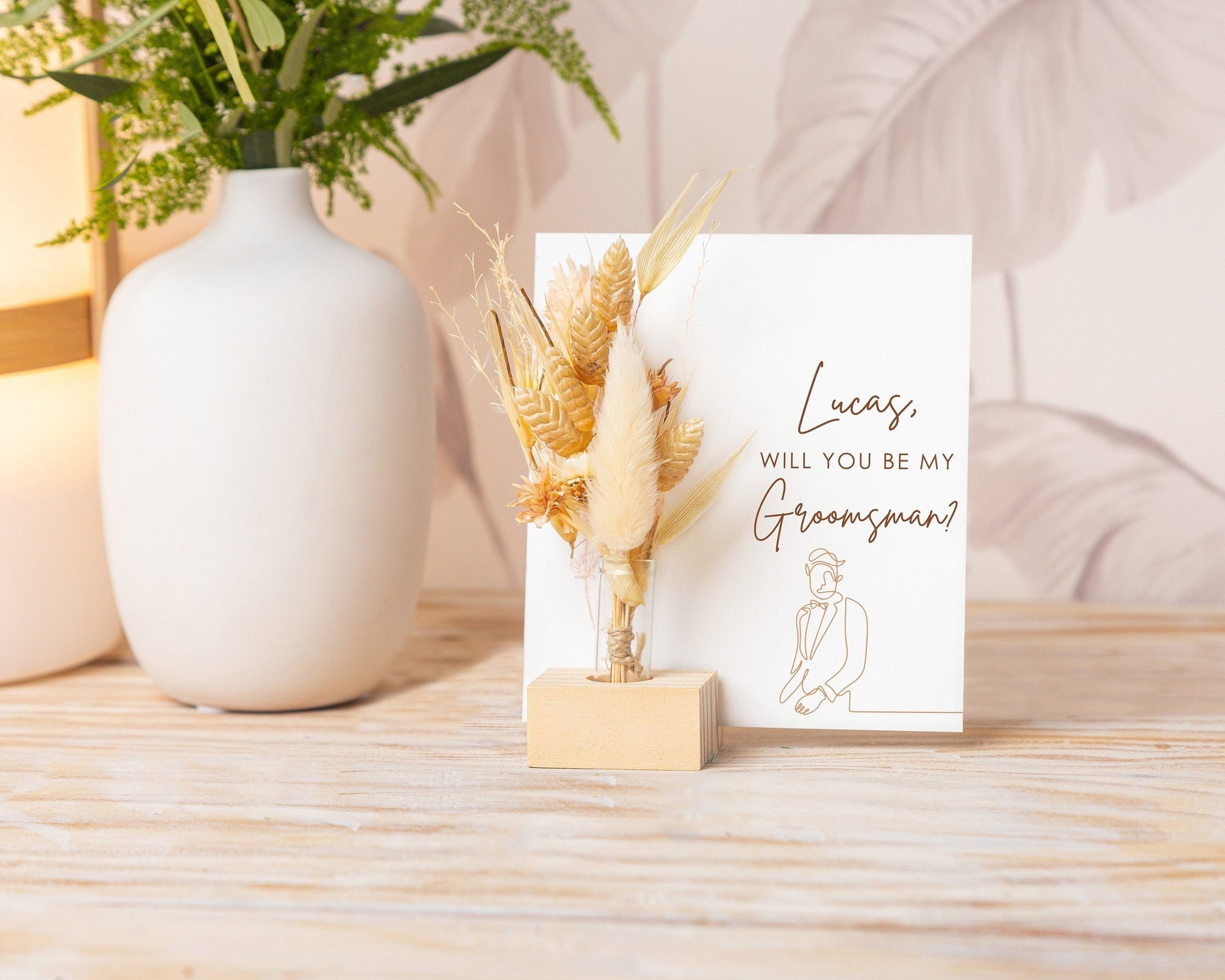 Personalized Groomsman Proposal Dried Flower Card handmade with natural dried flowers