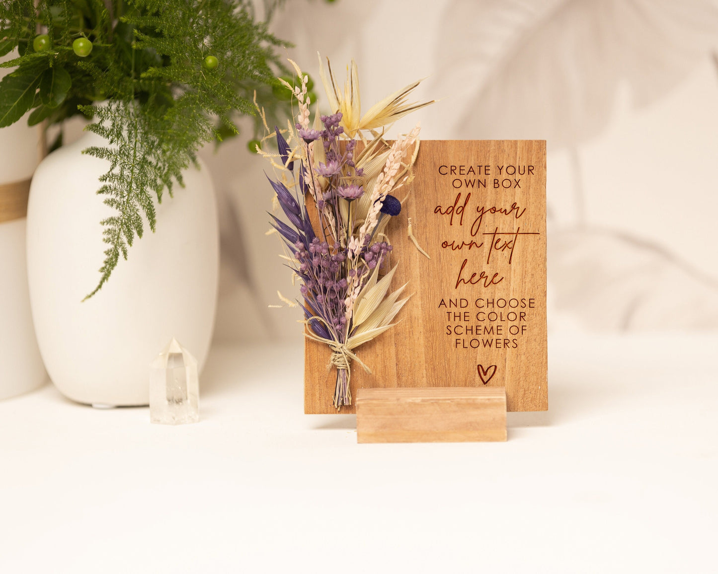 Custom Message Dried Flower Card handmade with natural dried flowers