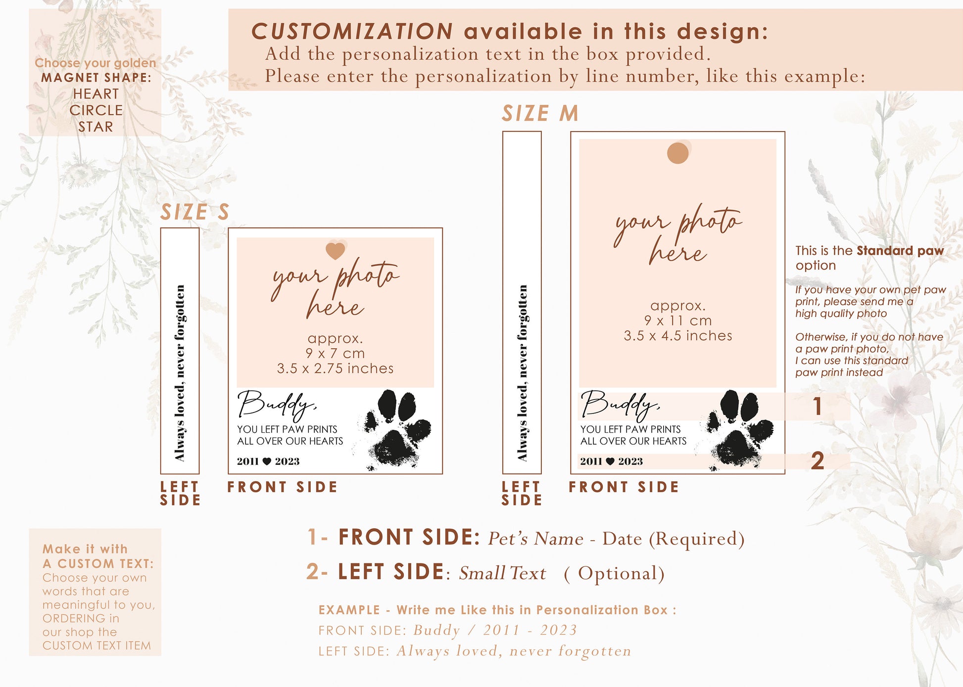 Paw Print Pet Memorial Photo Frame