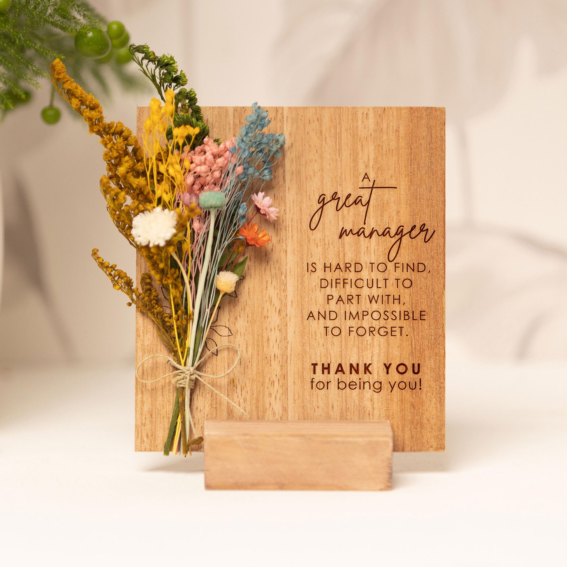 A Great Manager Is Hard to Find Dried Flower Card handmade with natural dried flowers