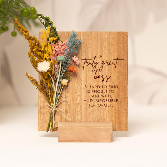 A Truly Great Boss Dried Flower Card handmade with natural dried flowers