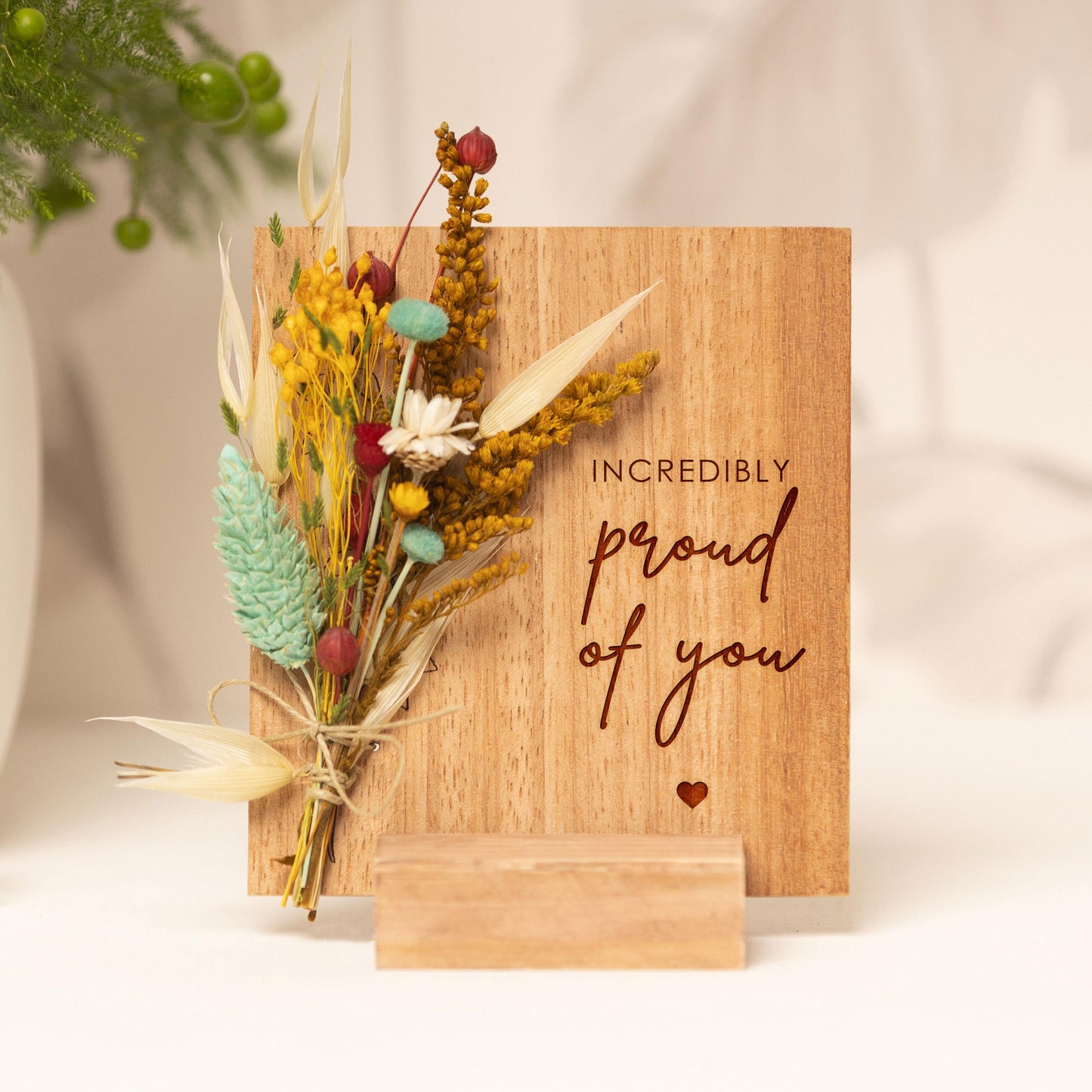 Incredibly Proud of You Dried Flower Card handmade with natural dried flowers