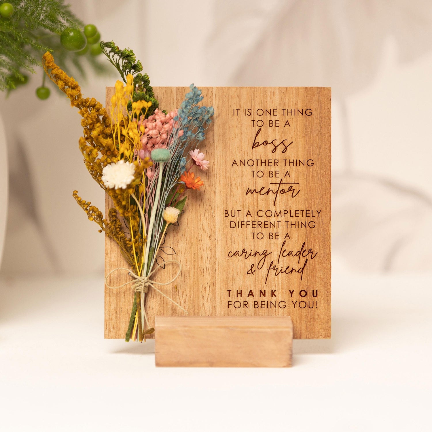 Boss and mentor dried flower card handmade by Eydavy