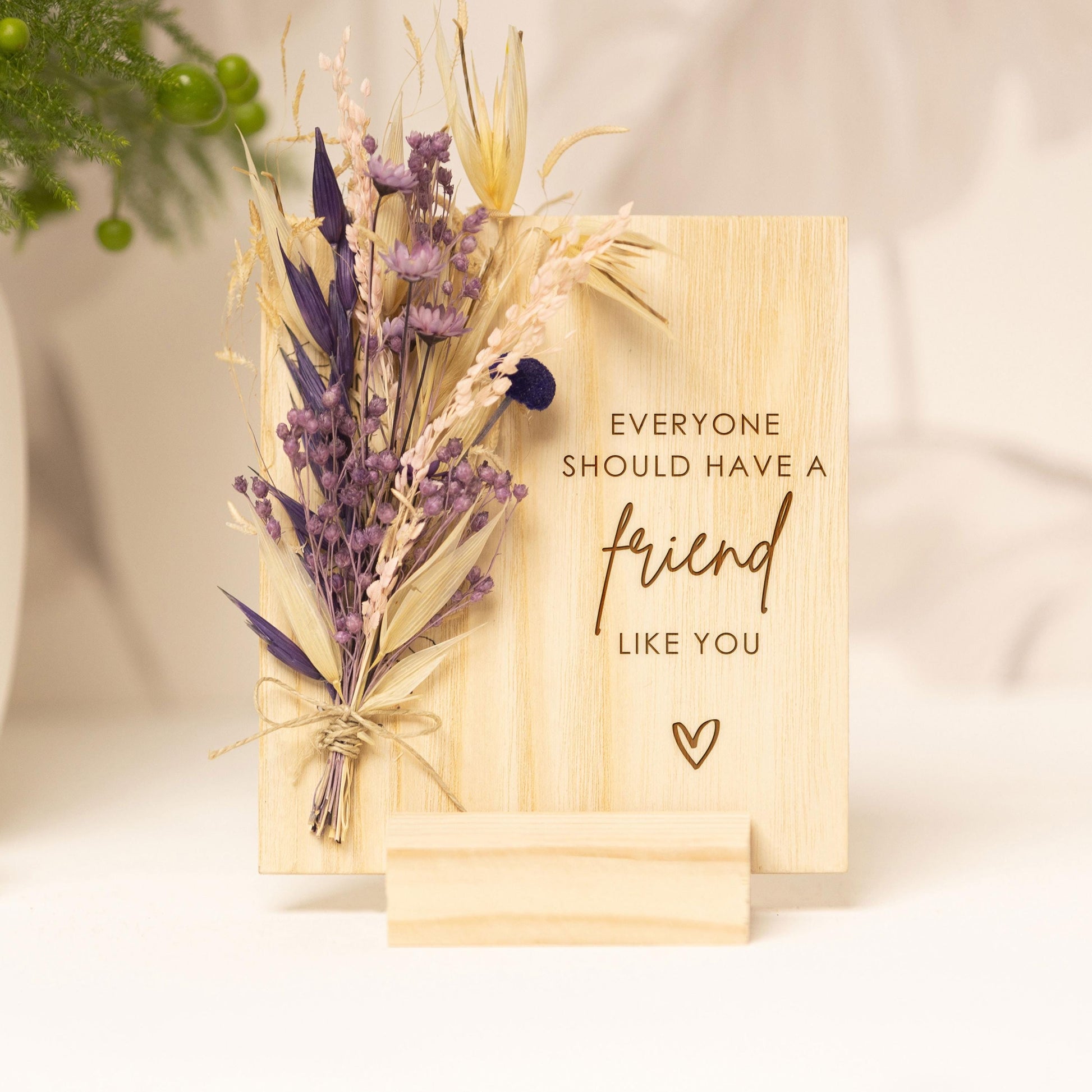 Personalized Friend Dried Flower Card handmade with natural dried flowers