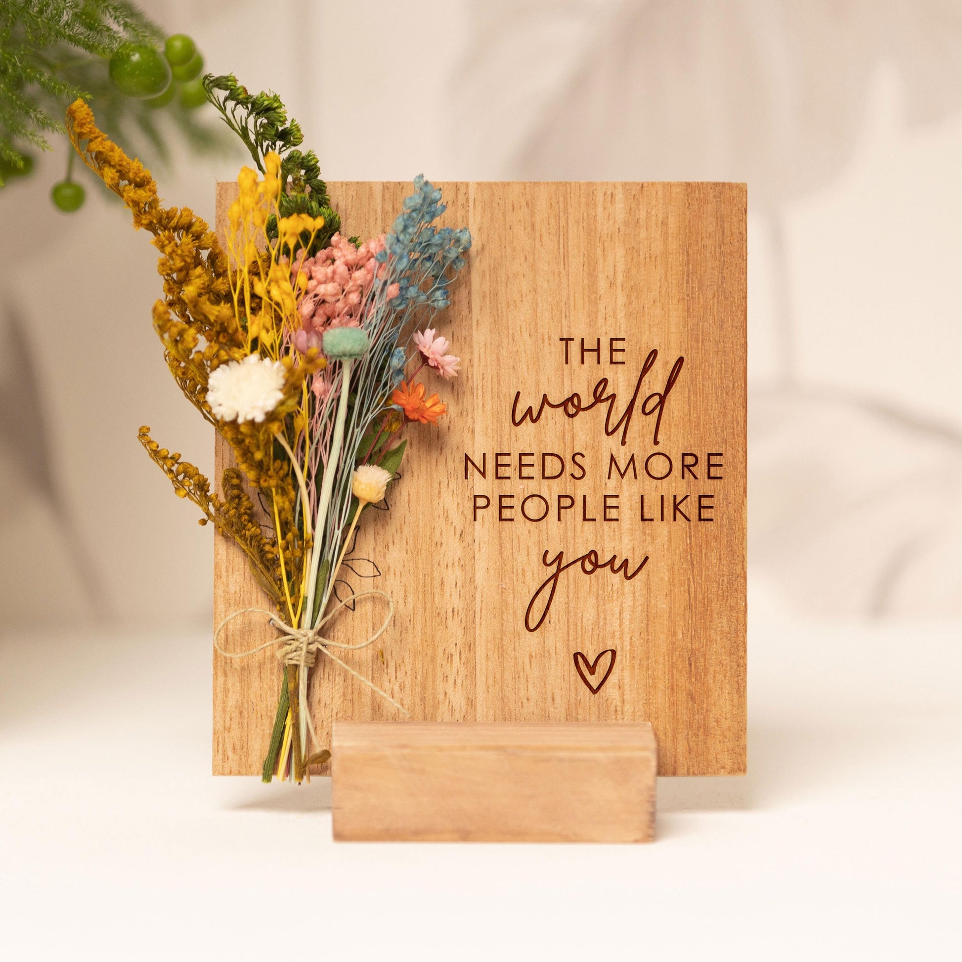 The World Needs More People Like You Dried Flower Card handmade with natural dried flowers