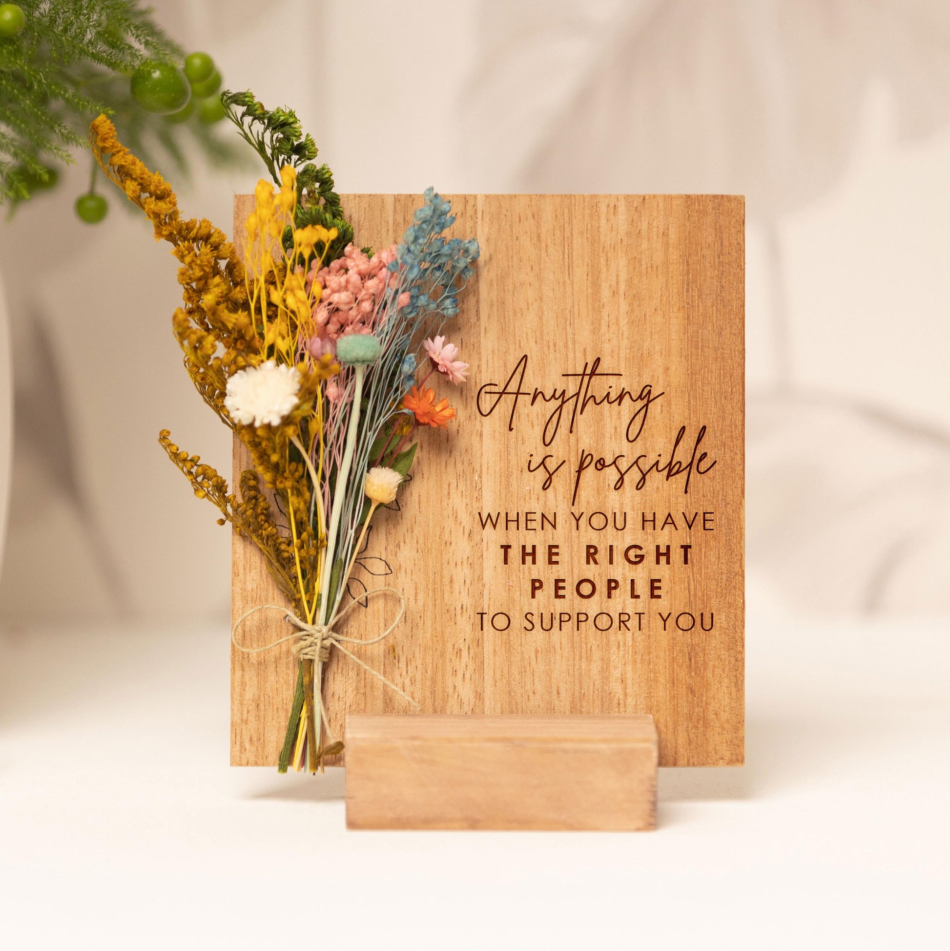 Anything Is Possible Dried Flower Card handmade with natural dried flowers